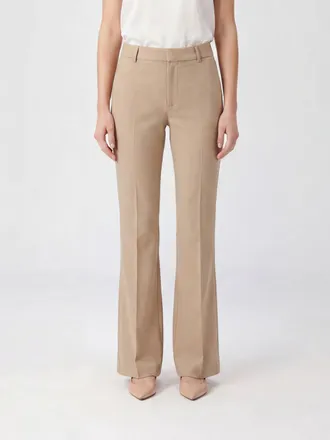 Pantaloni Torino Flared Viscose Trousers with Pleats and Mid-Rise Waist