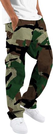 Generic Cocila Mens Casual Camouflage Print Cargo Pants Elastic Waist Tapered with Pockets Plush (Jn, M) Mens Jogging Bottoms Straight Leg Joggers for Men UK 