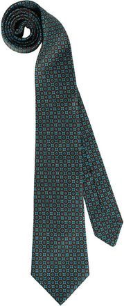 Kiton Gepatroneerde zijden stropdas - Heren - Stropdassen - Blauw - ONE Size - Accessoires