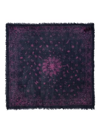 Zadig&Voltaire Nuage fringed printed bandana scarf - women - Cashmere - One Size - Blue