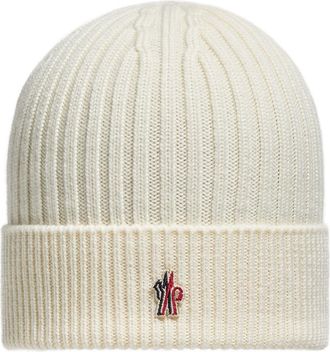 Moncler Moncler Wool Beanie, Men, White, Size: One Size