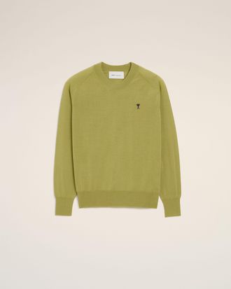 Ami Green Wool Crewneck Ami De Coeur Sweater Green - XXL - for Men