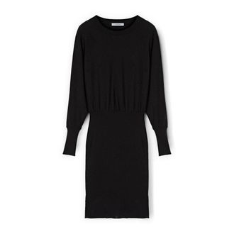 Motivi Gebreide jurk met kimono mouwen - Dames - Kleedjes - Zwart - M - Leer - Kleedjes