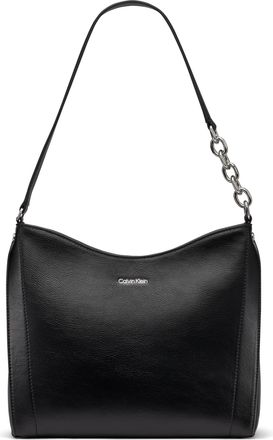 Calvin Klein womens Nova Chain Hobo Shoulder Bag, Black/Silver Solid, One size