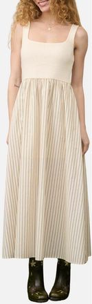 Blu Pepper Back Tie Mixed Media Midi Dress in Natural at Nordstrom Rack, Size Medium