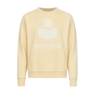 Isabel Marant Hoodies & sweatvesten, Dames, Geel, M, Katoen, Logo Print Crewneck Sweatshirt