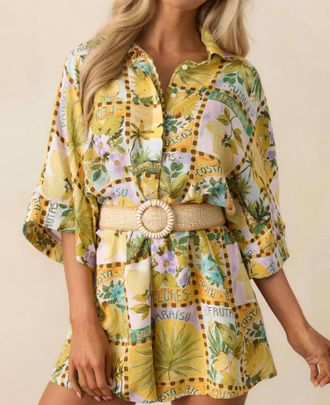Dress Forum Isla Palma Romper In Yellow Tropical Print