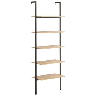Berkfield Home 5-Tier Leaning Shelf Light Brown & Black 64x35x185 cm | Size: 64 x 35 x 185 cm