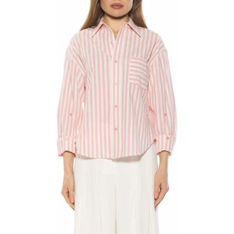 Alexia Admor Tammi Oversize Button-Up Shirt in Pink Stripe at Nordstrom Rack, Size X-Large
