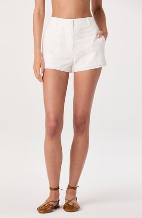 ASTR the Label Mercy Eyelet Cotton Micro Shorts in White at Nordstrom, Size X-Small