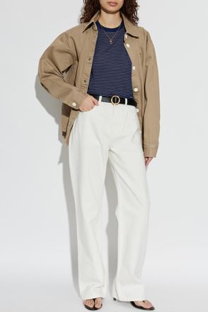 Ami Striped Top, Womens, Navy Blue