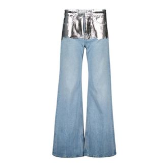Paco Rabanne Jeans, Dames, Grijs, S, Denim, Denim Baggy Jeans Zilver