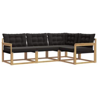 vidaXL Conjunto De Sof&aacute;s De Exterior Con Coj&iacute;n 4 Pcs Blanco Y Negro Vidaxl