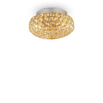 Netlighting King 3 Light Small Ceiling Flush Light Gold G9