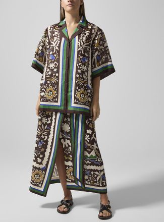 Alemais Womens Maroc organic shapes pure linen skirt