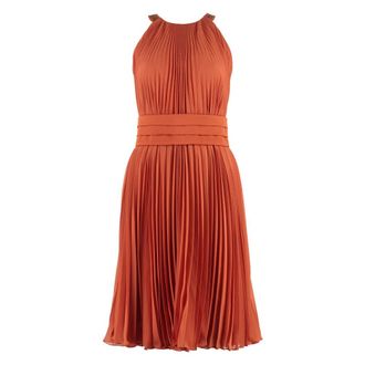 Max Mara Short Dresses, female, Orange, XS, Golena Pleated Dress