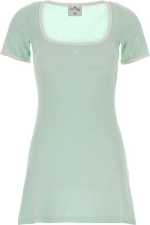 Courr&egrave;ges Mint Green Cotton Dress