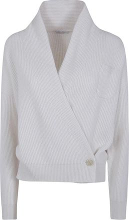 Brunello Cucinelli V-neck Truien - Dames - Cashmere truien - Wit - S - Truien & Vesten