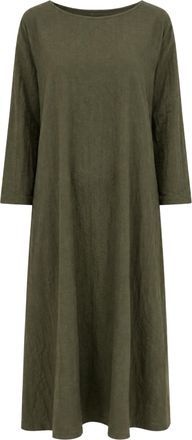 Pomandere Military Green Organic Cotton Flared Maxi Dress