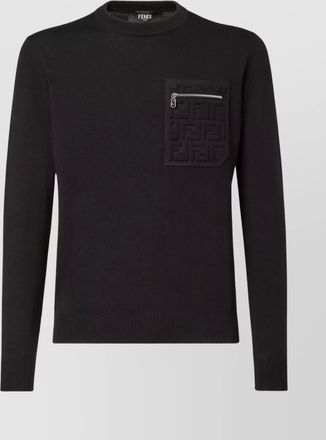 Fendi knit sweater with ribbed cuffs and pocket