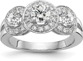 Diamond2Deal 14k White Gold Lab Grown Diamond 3-Stone Band Ring 1.3Ct Clarity- VS Color- G-H