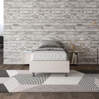 ITYhome Ityhome - Letto singolo senza rete imbottito 80x200 similpelle bianco Azelia