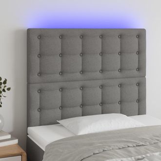 vidaXL Cabecero Con Luces Led Tela Gris Oscuro 80x5x118/128 Cm Vidaxl