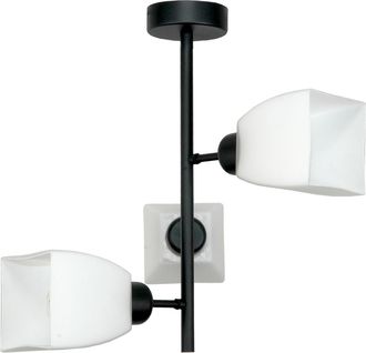 OEM L&aacute;mpara De Techo Colgante Cl&aacute;sica Negra Con Pantalla De Cristal Blanco 15-484 Trapik
