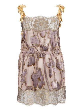 Roberto Cavalli floral-pattern leaf-strap dress - Neutrals