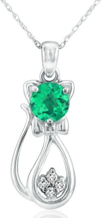 SuperJeweler 1 Carat Gemstone and Diamond Cat Necklace In Sterling Silver With 18 Inch Chain