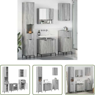 vidaXL Armadietto per lavandino - Set di mobili per il bagno con cassetto con porta Grigio Sonoma
