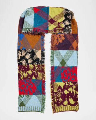 Dries Van Noten Men & apos;s Wool-Blend Patchwork Scarf