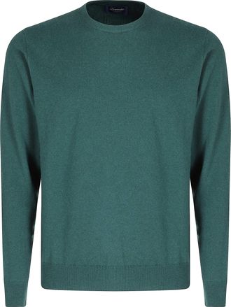 Drumohr Cashmere-Wool Ribbed Cuffs Crew-Neck Sweater