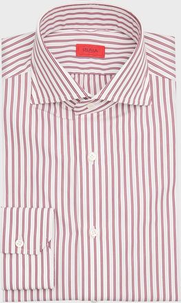 Isaia Mens Cotton Multi-Stripe Dress Shirt