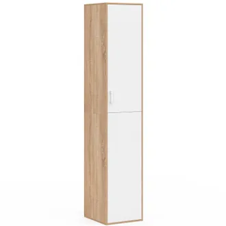 IDMarket Sylvia 180 Cm Bianco E Legno Mobile Multifunzionale Per Ufficio 1 Anta 3 Ripiani