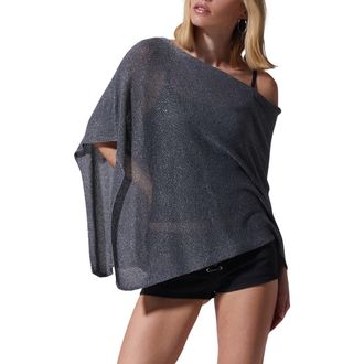 PacSun Amaris Sequin One Shoulder Poncho in Gray at Nordstrom