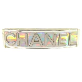 Chanel Pre-owned Accessories, female, White, Size: ONE SIZE Pre-owned Hologram Prism Logo Barrette Hair Accessory