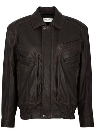 Saint Laurent Womens Dark Brown Vintage-inspired Leather Jacket - Size 38 (UK10/S) & Regular Fit - 38 (UK10 / S)