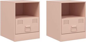 vidaXL Bedside Cabinets 2pcs Pink 34.5x39x44 cm Steel Vidaxl