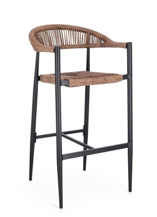 BIZZOTTO Taburete de bar en aluminio y fibra sintética antracita/natural