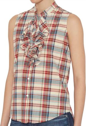 NSF Plaid Ruffle Sleeveless Top In Multi