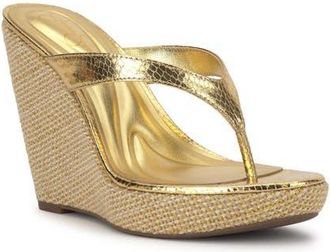 Jessica Simpson Jyseta Platform Wedge Flip Flop in Gold at Nordstrom, Size 5.5