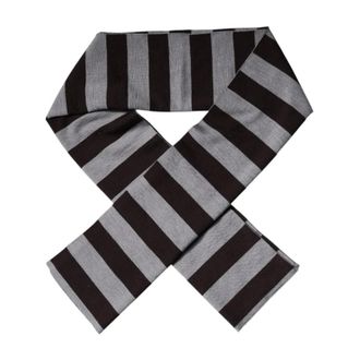 Dolce & Gabbana Scarves, male, Black, Size: ONE SIZE Striped Wool Logo Neck Wrap Scarf