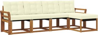 vidaXL Conjunto De Sof&aacute;s De Exterior 5 Uds. Natural Y Crema Vidaxl