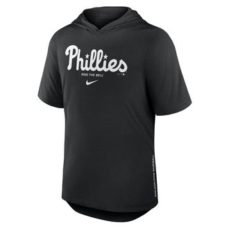 Nike Philadelphia Phillies Arched Wordmark Nike Mens Dri-FIT MLB Hooded T-Shirt in Black | 03NB00APP-6XV