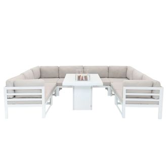 MonsterShop Modular Garden Furniture Set With Fire Pit - White