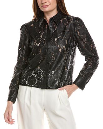 Milly Milly Arlo Textured Lace Button Down Shirt