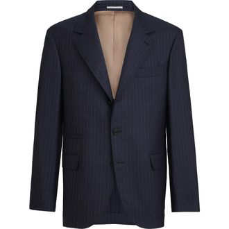 Brunello Cucinelli Chalk stripe blazer in Navy Blue at Nordstrom, Size 54 It