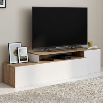 IDMarket Mueble Esquinero Modular Basile 140-180 Cm En Madera Y Blanco