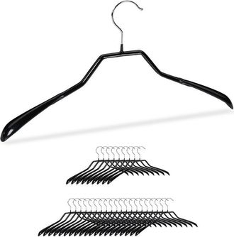 Relaxdays 90 Perchas Antideslizantes, Hombros Anchos, Para Trajes Y Chaquetas, Metal-pvc, Negro
